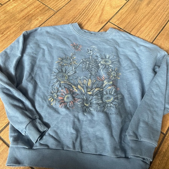 NWOT American Eagle Skeleton Floral Sweater SMALL - Picture 2 of 6